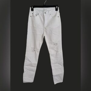 Eighty Eight White Skinny Distressed Jeans